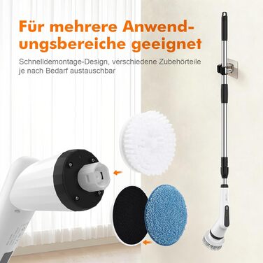 Електрична щітка для прибирання Ibergrif M34104 з 6 насадками, водонепроникна IPX7, з регульованою ручкою для ванної, кухні, підлоги