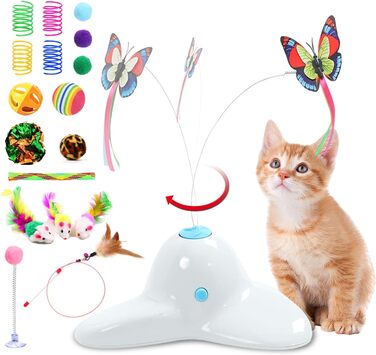 18 PCS Interactive Automatic Butterfly Cat Toy with Kitten Play Balls for House Cats Adults - 18 Pack Gift