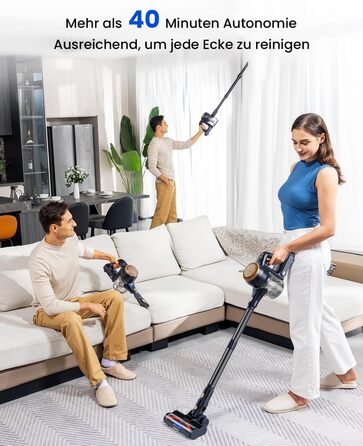 Proscenic P11 Lite 38kPa/400W Cordless Vacuum Cleaner - Lightweight, 40-Minute Replaceable Battery, LED Display, Pet-Friendly, Suitable for Carpets/Hard Floors, Black-Gold