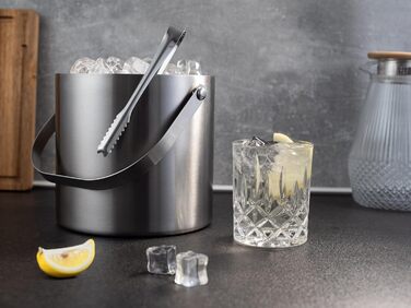 Hanseküche Large Ice Cube Container Ice Bucket 3L including Lid, Tongs, and Double Bottom - 304 Stainless Steel - Double-Walled Insulated - Very Long-Lasting Thermal Effect - Ideal for Keeping Drinks Cold for Extended Periods