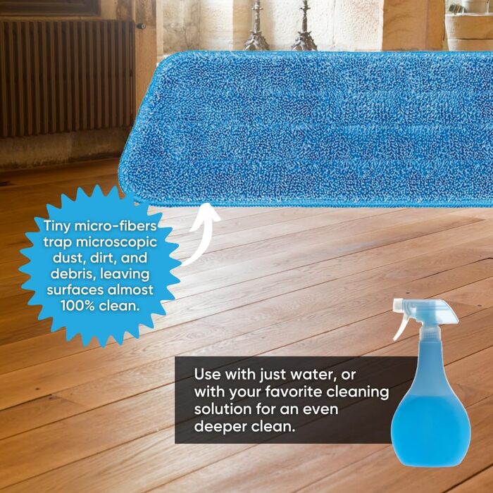 3 Pack Cinch Mop Replacement Heads, Microfiber Mops for Floor Cleaning and Wall Squeegees with Reusable Washable Pads, Compatible with Cinch Mop