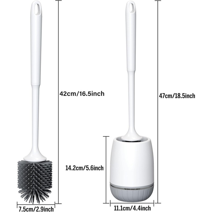 Силіконова щітка для унітазу EWEIMA з швидковисихним тримачем та захистом від протікання, біла