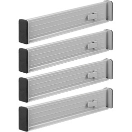 mDesign Adjustable Drawer Organizer – Practical drawer organizer for cabinets and dressers – Flexible plastic drawer divider – 8-piece set – smoke gray and black (Gray/Black)