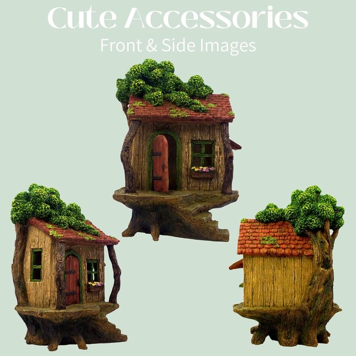 PRETMANN's Fairy Garden House - large fairy tree house with a door that opens - 22.9 cm high - fairy garden accessories