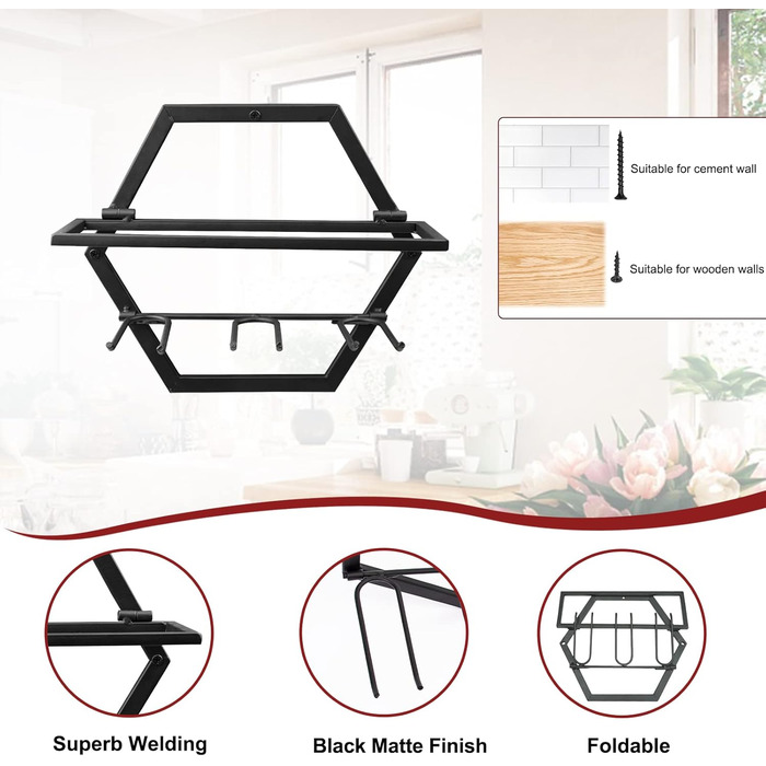 Metal Wall Mounted Wine Holder Stemware Glass Rack, 2Pcs Hanging Glass Wine Rack Wall Mount Red Wine Rack Organizer with 3 Stem Glass Holders for Home Kitchen Bar Display Decor (AA)