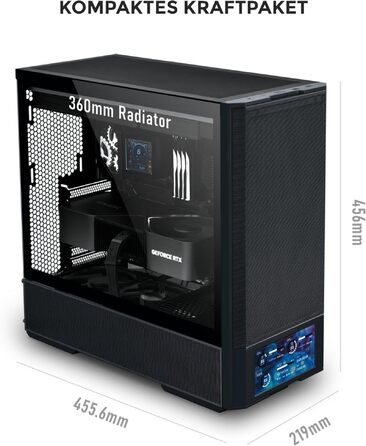 Ігровий корпус для ПК Lian Li LANCOOL 207 Digital ATX Midi Tower, чорний, з LCD-дисплеєм, підтримка відеокарт до 375 мм та радіаторів до 360 мм