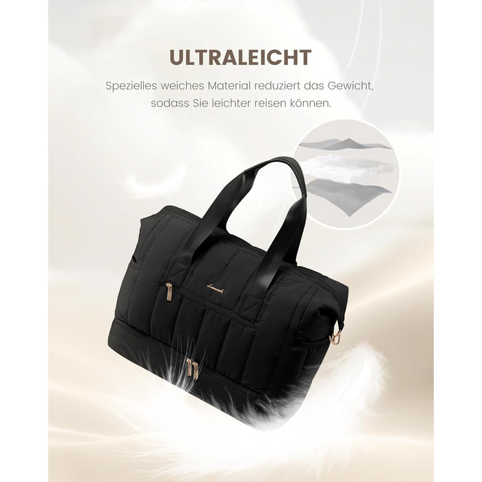 Сумка-рюкзак LOVEVOOK для жінок, велика дорожня сумка-рюкзак з відділенням для взуття та мокрих речей, 40L, 2 шт., чорний