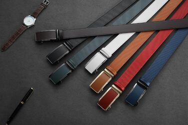 Чоловічий шкіряний ремінь DOOPAI з автоматичною застібкою, 35 мм, без отворів, регульований розмір, для ділового костюма, білий, 115 см (32-36 дюймів)