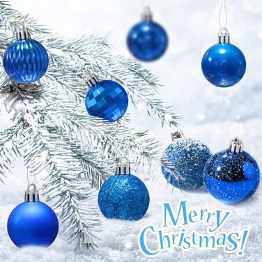 Набір ялинкових прикрас 36 шт, кульки для ялинки з пластику 4 см, блакитні