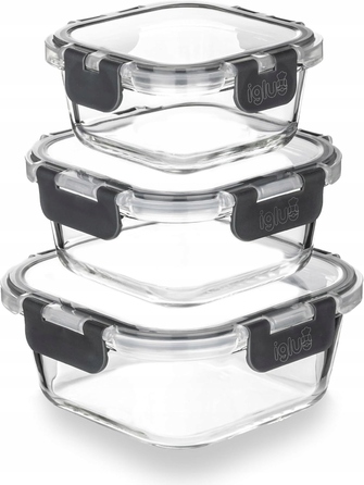 Набір зі 10 скляних ланчбоксів для їжі, термостійкі контейнери з герметичною кришкою