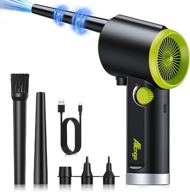 Електричний пилосос для повітря, Air Duster, 41000 обертів/хв, набір для чищення ПК, ручний бездротовий, портативна повітряна канона з USB-кабелем та щіткою для чищення, для комп'ютерів, клавіатур, авто, домашніх тварин, TAD07