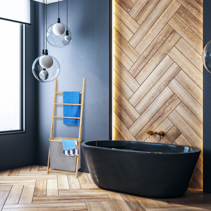 Relaxdays Bamboo Towel Rack with Laundry Bag