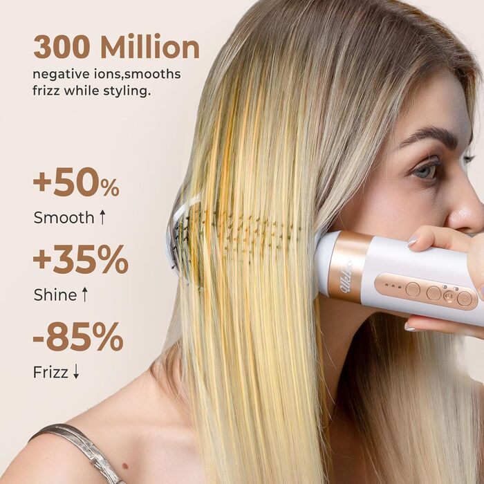 Haarföhn Airstyler UKLISS Pro7 в 1: Набір для укладки волосся з іонізацією, автоматичною локонами, термощіткою та Airflow, білий