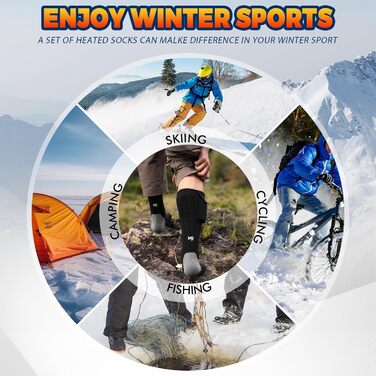 Обогревні шкарпетки з акумулятором 5000mAh, 36-42, до 65°C, без помаранчевих смуг