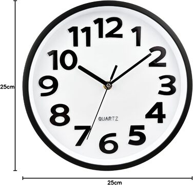 Plumeet 40.6cm Extra Large Wall Clock, Silent Non-Ticking Quartz Decorative Clocks, Modern Style Good for Living Room, Kitchen, Living Room, Bedroom, Office, Large 3D Number Display, (White) (25 cm, Ivory)
