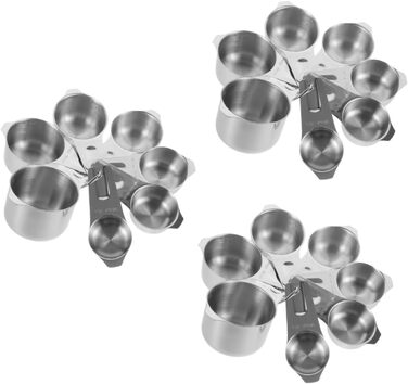 Amosfun 3-Piece Measuring Spoon Set Baking Utensils Adjustable Bowl Holder Clip Shot Glass Measuring Cup Spice Measuring Spoon Cooking Spoon Teacup Measuring Cup Measuring Cup for Measuring Stainless Steel Silver