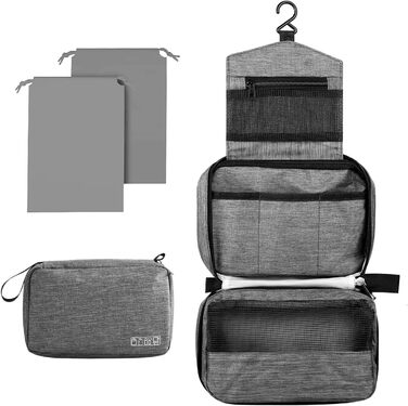 Чоловіча/Жіноча косметичка для подорожей з гачком, велика, сіра (#2)