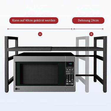 Поличка для мікрохвильової печі, 2-ярусна, чорна, 36,5 x 40 x 46 см