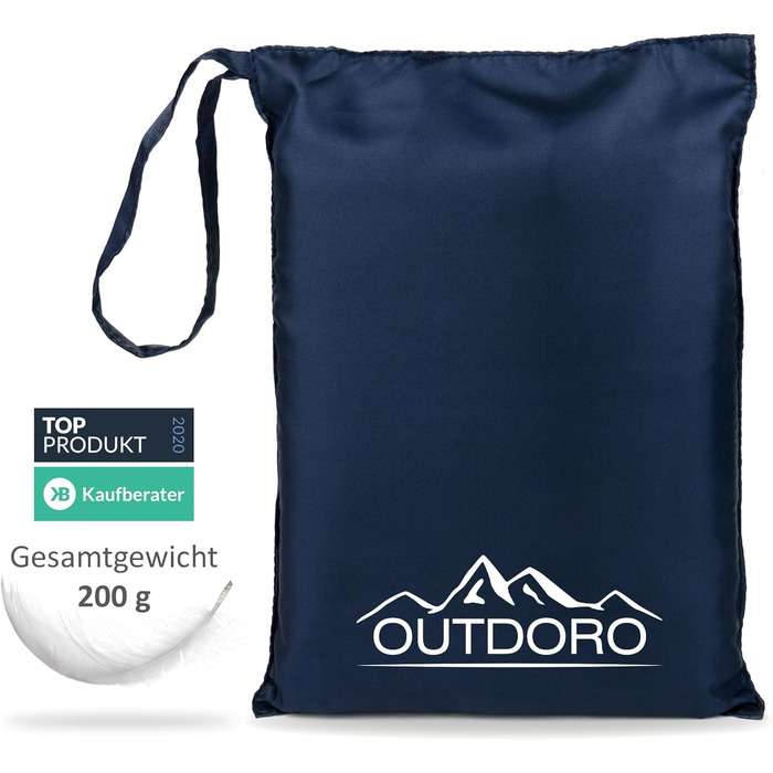 Outdoro Sleeping Bag, Ultra-Light Travel Sleeping Bag, only 230g made of Microfiber, thin & small, Liner, Travel Sheet