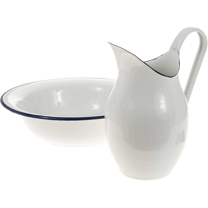 SIDCO Wash Basin + Jug Shabby Basin + Can Wash Set Vintage 2 pcs blue