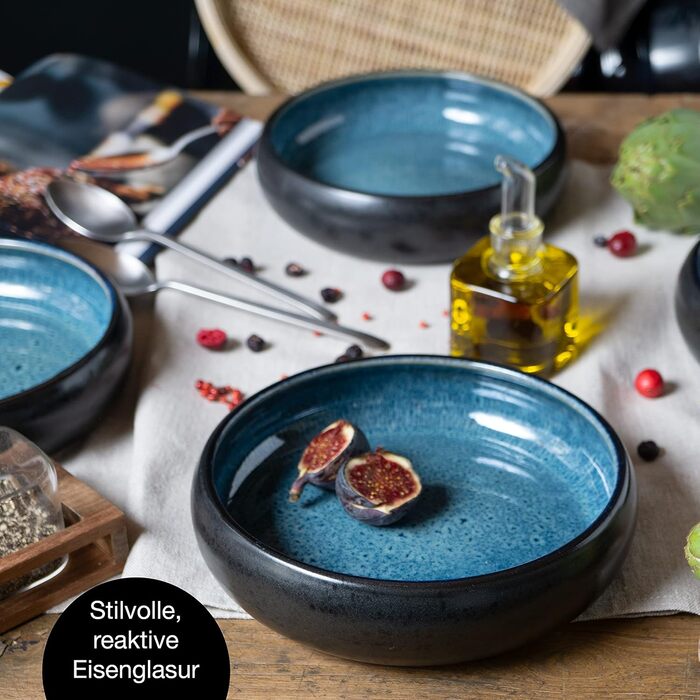 Moritz & Moritz SOLID 4x Soup Bowls, Stoneware, 19cm - Bowl/Dish made of stoneware for soup, pasta, salad or muesli. Soup Bowls (set of 4)