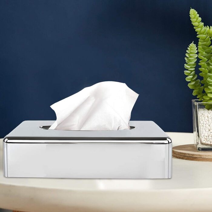 Discoball Tissue Box Holder Rectangular Tissue Box Cover Mirror Tissue Holder Stand Bathroom Tissue Organizer Stand for Home, Office, and Car (Silver)