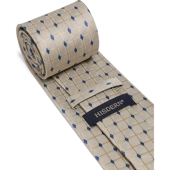 HISDERN Комплект краватки та нагрудного хустинки для чоловіків: стильний бежевий варіант для весілля та особливих подій