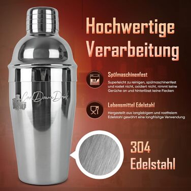 Набір для коктейлів CoolDownDrink 8 предметів: шейкер з нержавіючої сталі, аксесуари та електронна книга рецептів (168 стор.)