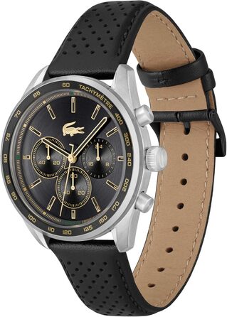Годинник чоловічий Lacoste Boston Chronograph кварцовий з шкіряним або металевим браслетом (чорний)