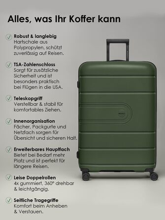 Набір валіз REDOLZ Essentials 11: 3 валізи (56 см, 76 см, Olive)