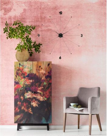 Kare Design Wall Clock Like Umbrella, Black, 100cm Diameter, Clock, Modern, Minimalist, Aluminum Frame, Round, Battery not included