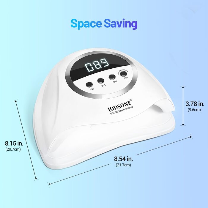 JODSONE 320W UV LED лампа для нігтів з авто-сенсором, 72 світлодіоди (червоне світло) та 4 таймерами (10/30/60/99s) – професійний апарат для сушіння гель-лаку, гелю та шелаку для рук і ніг