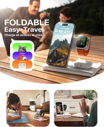 База для зарядки 3-в-1 для Apple Watch, iPhone та AirPods (біла)