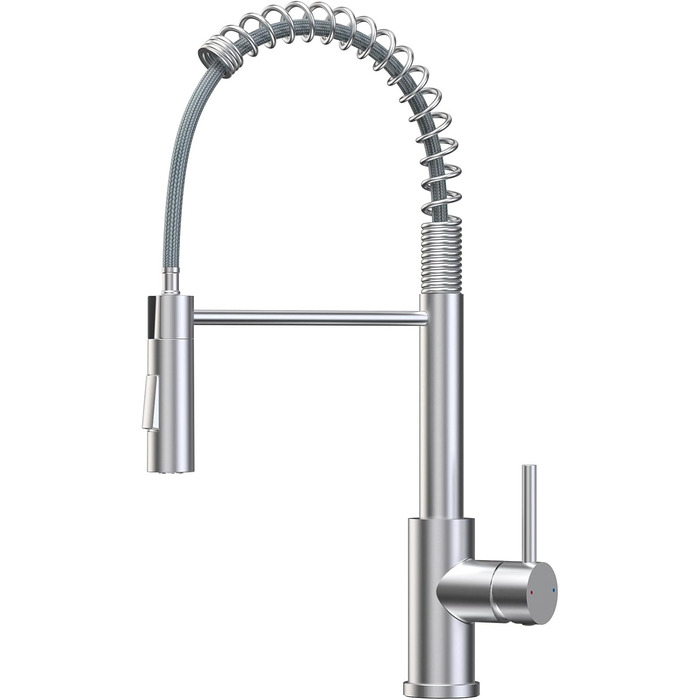 Кран кухонний CECIPA з висувною лійкою, високотискний, з двома режимами розпилення, поворотний на 360°, з нержавіючої сталі, матовий