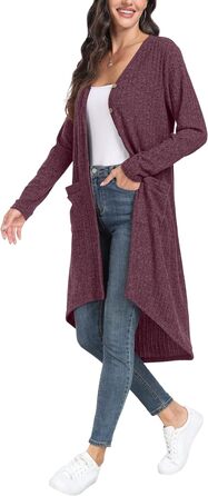 Кардиган жіночий GRECEREE з ґудзиками та V-подібним вирізом, літній (XXL, Рожевий)