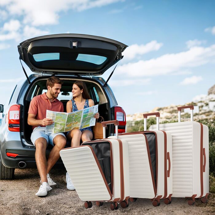 Набір валіз Merax TSA-Lock 3 шт. (M-L-XL) з телескопічним ручками та 4 колесами, чорний, PP-матеріал