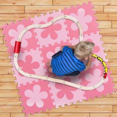 Relaxdays Puzzle Mat Flower Pattern