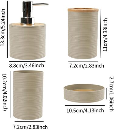 Набір аксесуарів для ванної кімнати Perfk: мильниця, стакан для води, тримач для зубних щіток, зелений (бежевий)