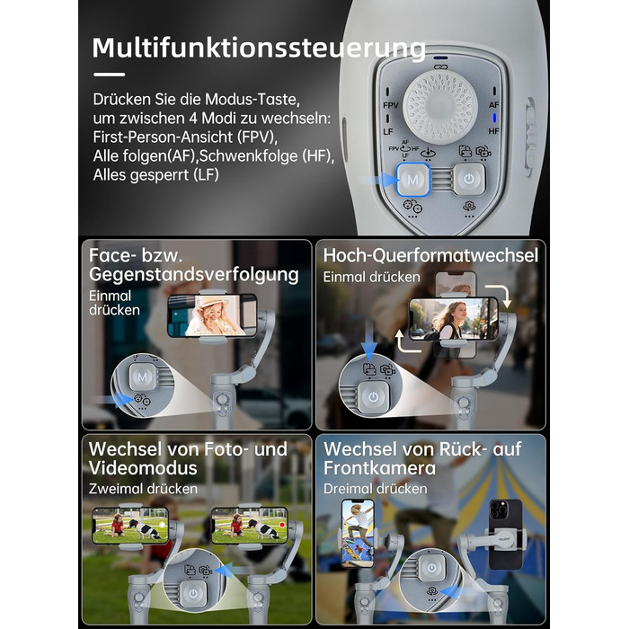 Rollei Steady Butler Mobil 3 SE: Gimbal для смартфонів з 3-осьовою стабілізацією, 280г, керування через додаток, сумісний з iPhone та Android