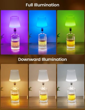 Світлодіодні настільні лампи бездротові 2 шт, IP54, акумуляторні пляшкові лампи, 7 режимів, димування, 5200mAh, сенсорне управління, для ресторанів, спальні (Білий)