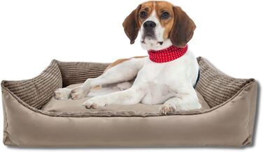 Odolplusz XXL - Dog Bed for Large Dogs - Dog Cushion - Dog Sofa with Reversible Cushion | Removable and Washable Cover [ ] (Beige Cord, L 100 x W 70 x H 19 cm)