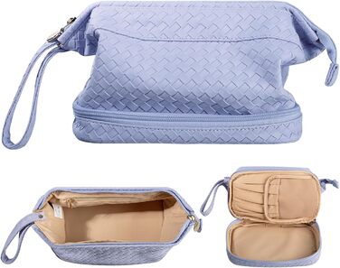 Косметичка для жінок велика водонепроникна з відділенням для пензлів, органайзер для макіяжу, косметичка для подорожей, велика косметичка з пензленицею (B-фіолетовий)