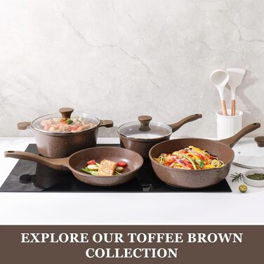 Сковорода SENSARTE з керамічним антипригарним покриттям, 28 см, швейцарське гранітне покриття, для приготування омлетів, сумісна з газовою та індукційною плитами, без PFOA/PTFE/PFAS, білий колір