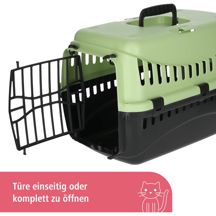 Kerbl Pet Transportbox Expedion: переноска для тварин 45x30x30 см, для котів, собак, кроликів до 10 кг, пластик, зелено-темно-сіра
