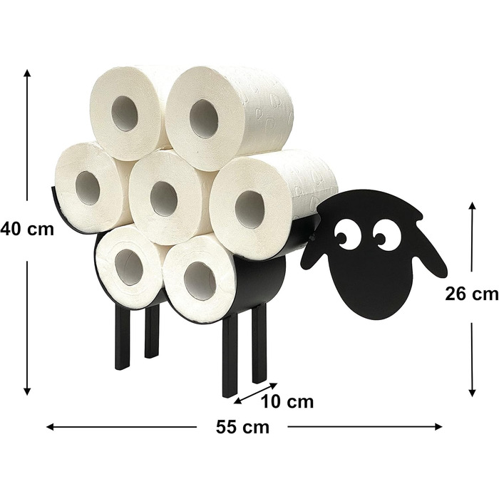 DanDiBo Toilet Paper Holder Black Metal Sheep 3.0 WC Roll Holder Toilet Paper Holder Freestanding WC Paper Holder Toilet Roll Holder