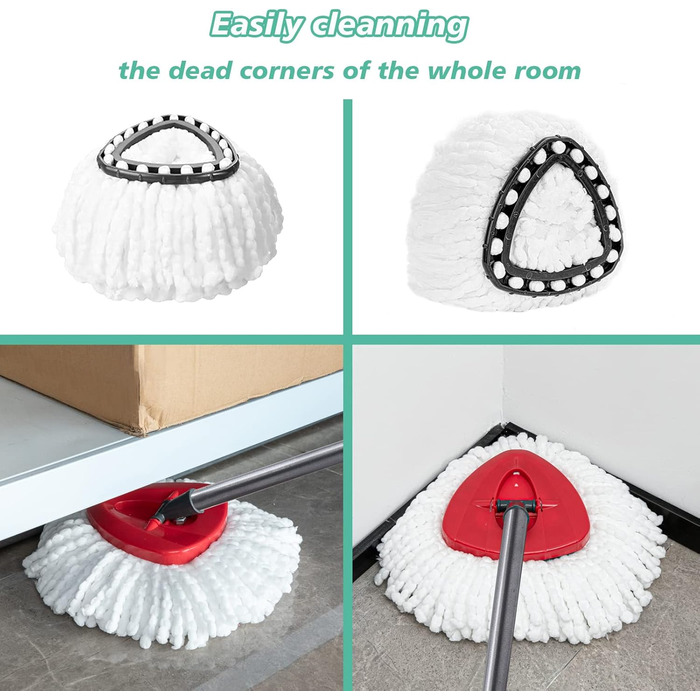 8 Pack Spin Mop Replacement Heads, 360 Degree Spinning Mop Replace Head, 100% Microfiber Mop Head Replacement Compatible with Triangle Spin Mop for Floor Cleaning