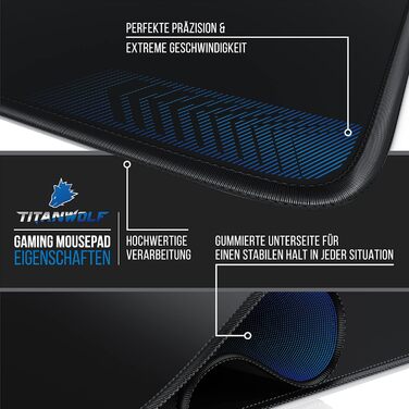 Кисет для миші TITANWOLF XXL 900 x 400 мм - великий килимок для геймінгу, чорний