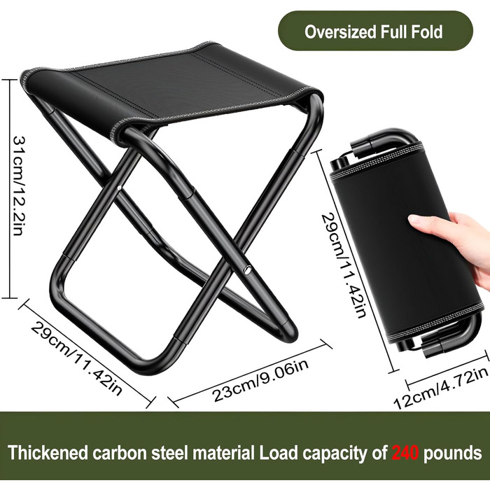 Складаний туристичний стільчик для кемпінгу та відпочинку на природі. Зручний, портативний, з сумкою для зберігання. Ідеально для пляжу, саду, балкону та подорожей. Розмір: великий (X-Large)
