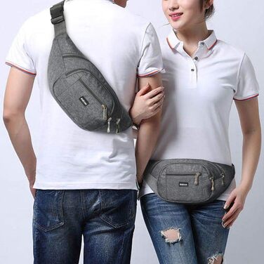 Водонепроникна поясна сумка на пояс для жінок та чоловіків, 3 кишені на блискавці, для піших прогулянок, відпочинку на природі, спорту, подорожей, гаманець (Сірий)