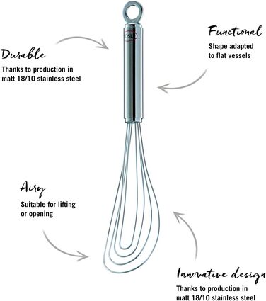 Віночок кухонний RÖSLE для соусів та заправок, нержавіюча сталь 18/10, 22 см, сріблястий, для посуду з низькими бортиками